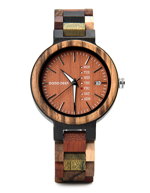 Load image into Gallery viewer, Wood Couple&#39;s European And American Style Calendar Watch
