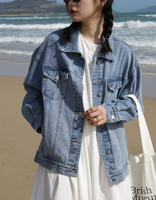 Load image into Gallery viewer, Slimming American Vintage Denim Jacket Ins
