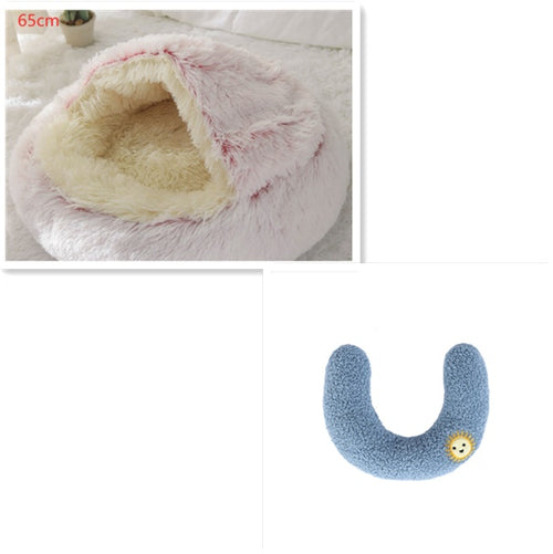 Load image into Gallery viewer, 2 In 1 Dog And Cat Bed Pet Winter Bed Round Plush Warm Bed House Soft Long Plush Pets Bed
