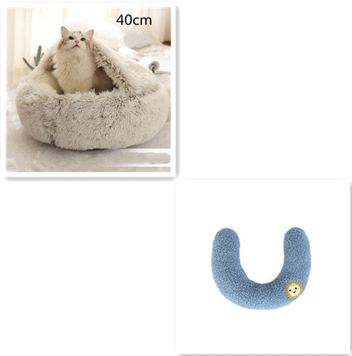 Load image into Gallery viewer, 2 In 1 Dog And Cat Bed Pet Winter Bed Round Plush Warm Bed House Soft Long Plush Pets Bed
