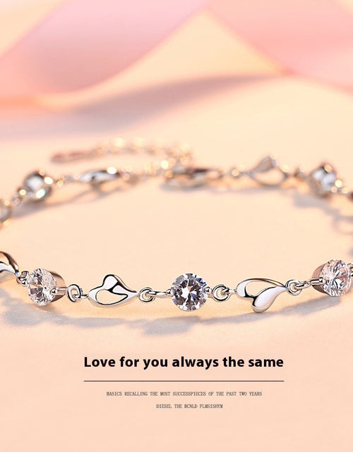 Load image into Gallery viewer, S999 Pure Silver Love Heart Simple Personality Mori Style Student Couples Bracelet
