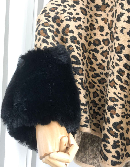 Load image into Gallery viewer, Women&#39;s Leopard Winter Imitate Rex Rabbit Fur Warm Thickened Cape Coat
