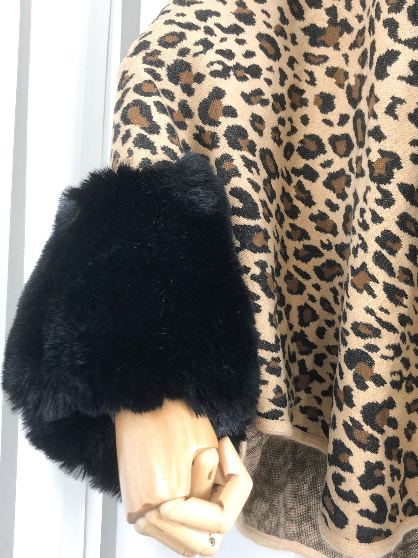 Women's Leopard Winter Imitate Rex Rabbit Fur Warm Thickened Cape Coat