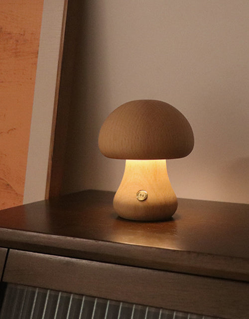 Load image into Gallery viewer, INS Wooden Cute Mushroom LED Night Light With Touch Switch  Bedside Table Lamp For Bedroom Childrens Room Sleeping Night Lamps Home Decor
