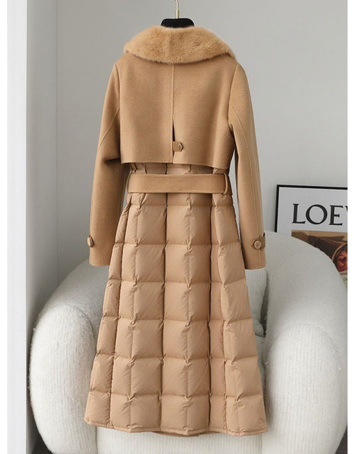 Load image into Gallery viewer, Imitated Mink Collar Double-faced Woolen Goods Cashmere Stitching White Duck Jacket
