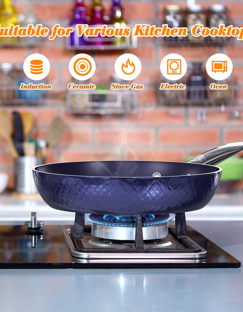 Load image into Gallery viewer, Frying Pan Sets Non Stick 3Pieces Blue 3D Diamond Cookware
