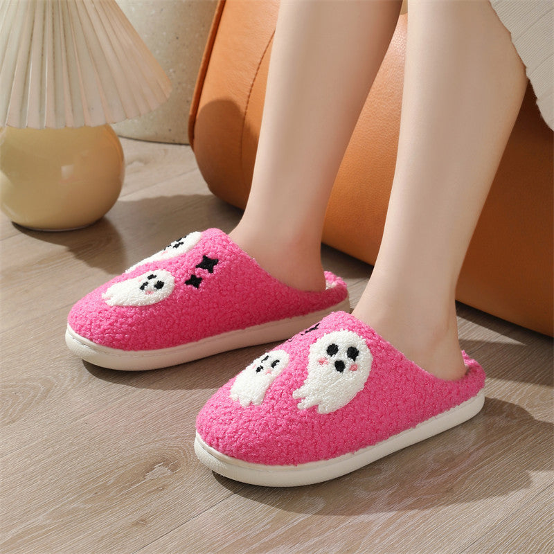 Halloween Cartoon Ghost Cotton Slippers For Women Indoor Non-slip Bedroom Floor Slipper Winter House Shoes