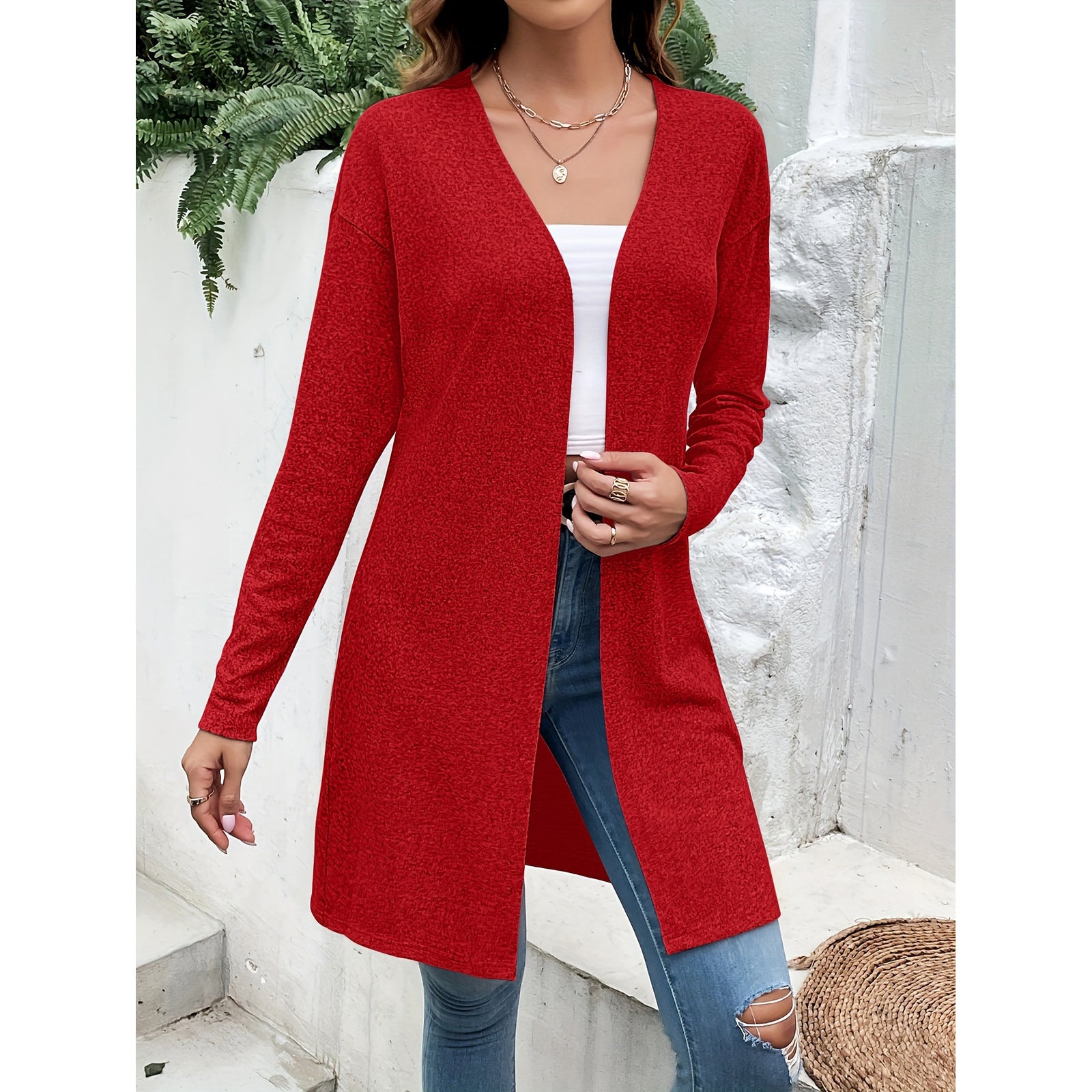 Women's Fashion Solid Color Cardigan Loose Shawl Top