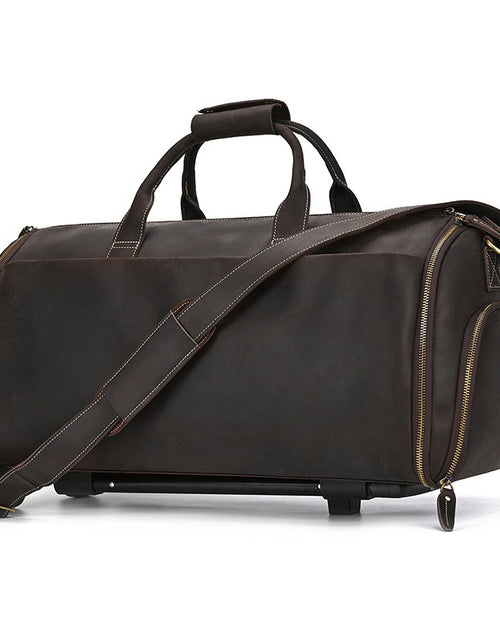 Load image into Gallery viewer, Crazy Horse Leather Trolley Bag 22-inch Leather Large Capacity
