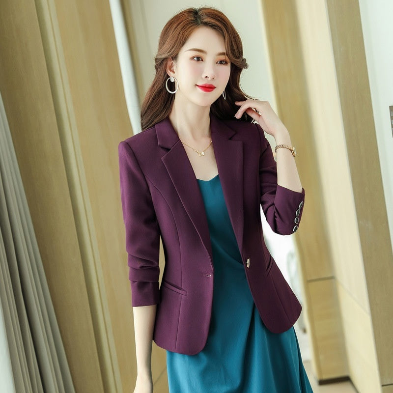 Korean Style Casual Slim Fit Waist-tight Spring And Autumn Black Small Business Suit