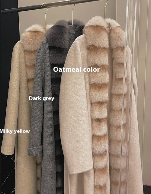 Load image into Gallery viewer, Alpaca Fleecefiber Coat Detachable Fox Fur Collar
