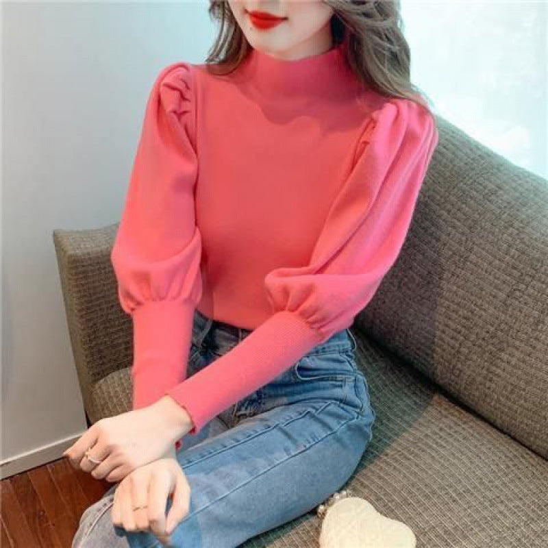 Top Retro Temperament Lantern Sleeve Sweater