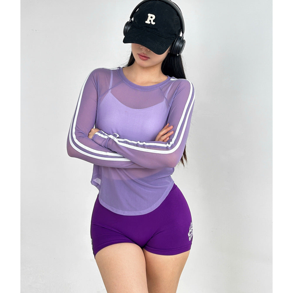 Running Fitness Breathable Long Sleeves Yoga Training Blouse T-shirt Loose