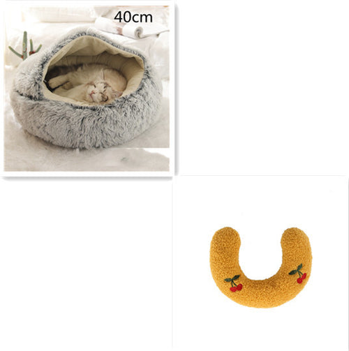 Load image into Gallery viewer, 2 In 1 Dog And Cat Bed Pet Winter Bed Round Plush Warm Bed House Soft Long Plush Pets Bed
