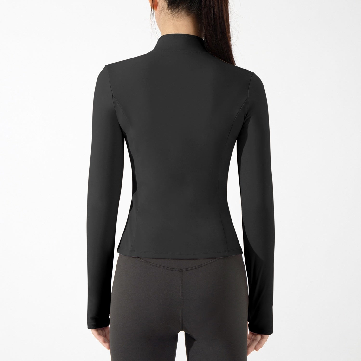 New Yoga Wear Women's Fleece-lined Stand Collar Outdoor Thin Exercise Workout Top