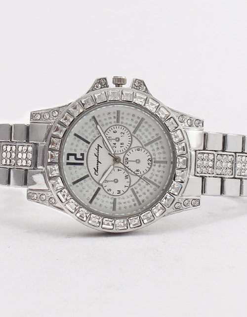 Load image into Gallery viewer, Full Diamond Fake Three-eye Steel Belt Quartz Watch
