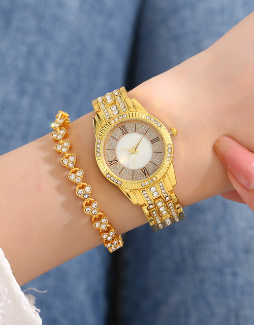 Load image into Gallery viewer, Diamond-embedded Luxury Starry Sky Shell Surface Women&#39;s Fashion All-match Elegant Bracelet Set Quartz Watch
