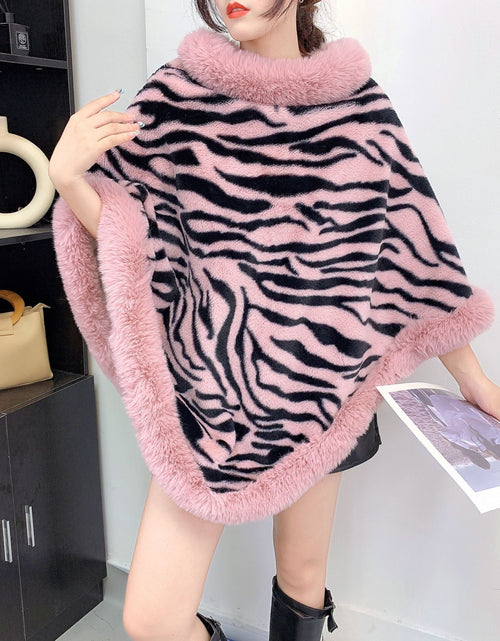 Load image into Gallery viewer, Autumn And Winter New Lazy Wind Inverness Women&#39;s Mid-length Imitation Rex Rabbit Fur Pullover Cloak
