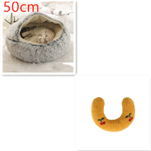 Load image into Gallery viewer, 2 In 1 Dog And Cat Bed Pet Winter Bed Round Plush Warm Bed House Soft Long Plush Pets Bed
