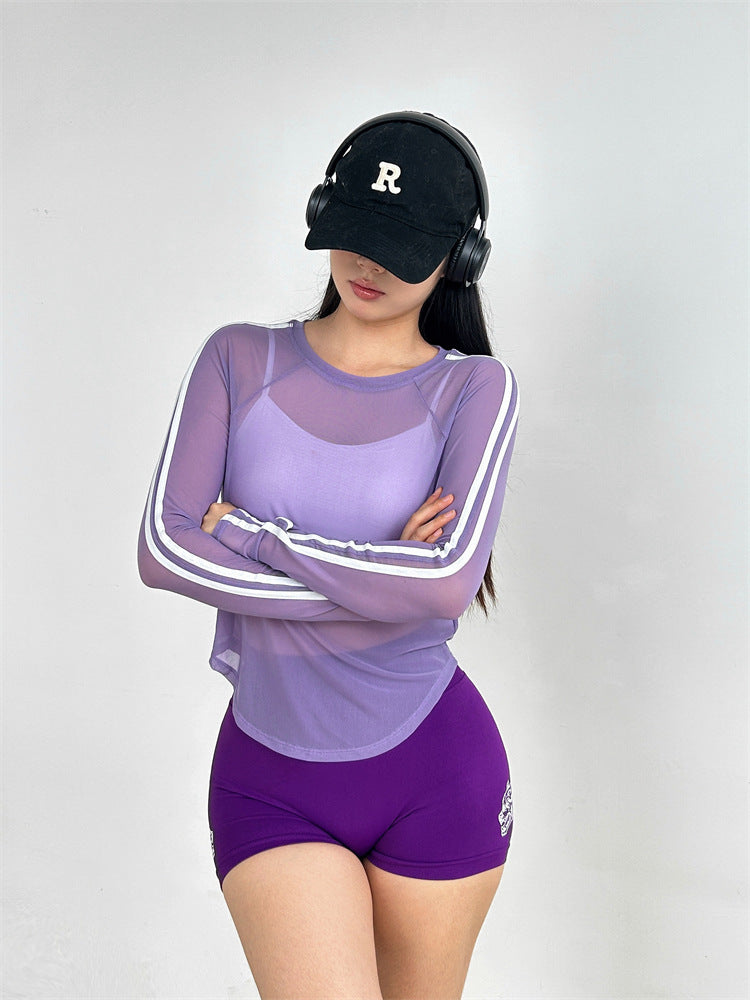 Running Fitness Breathable Long Sleeves Yoga Training Blouse T-shirt Loose