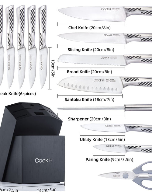 Load image into Gallery viewer, Kitchen Knife Set, 15 Piece Knife Sets with Block, Chef Knives with Non-Slip German Stainless Steel Hollow Handle Cutlery Set with Multifunctional Scissors Knife Sharpener  Amazon Platform Banned
