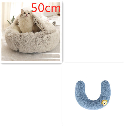 Load image into Gallery viewer, 2 In 1 Dog And Cat Bed Pet Winter Bed Round Plush Warm Bed House Soft Long Plush Pets Bed
