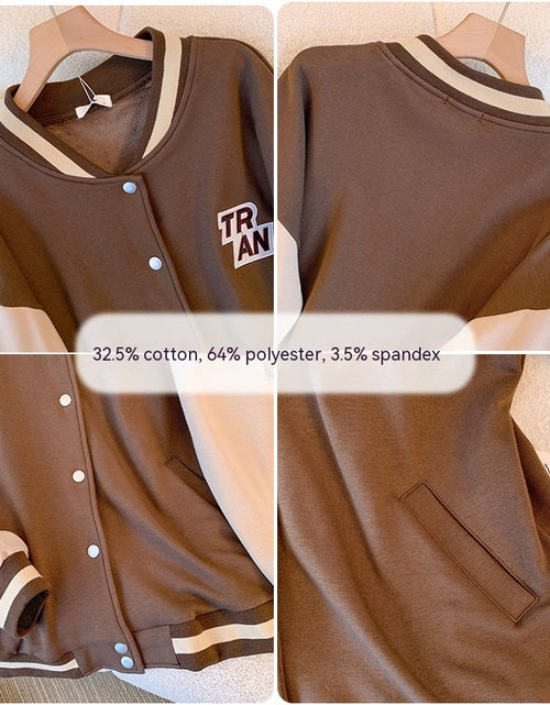 Load image into Gallery viewer, Women&#39;s Fleece-lined Thick Baseball Uniform Jacket
