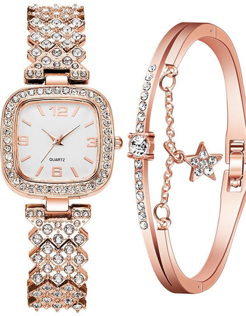 Load image into Gallery viewer, Women&#39;s Diamond Watch Bracelet Two-piece Set
