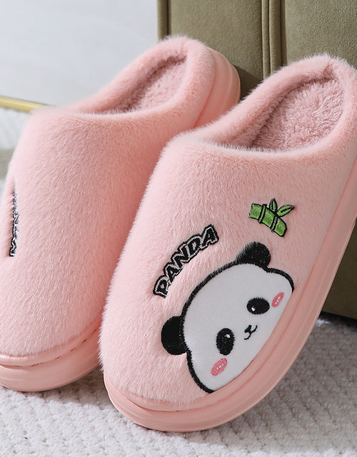 Load image into Gallery viewer, Cute Cartoon Panda Slippers Home Winter Warm Thick-soled Floor Bedroom Slipper Couples House Shoes
