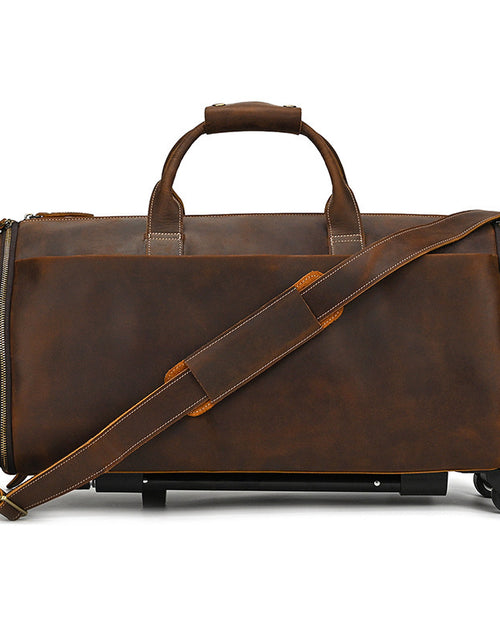 Load image into Gallery viewer, Crazy Horse Leather Trolley Bag 22-inch Leather Large Capacity
