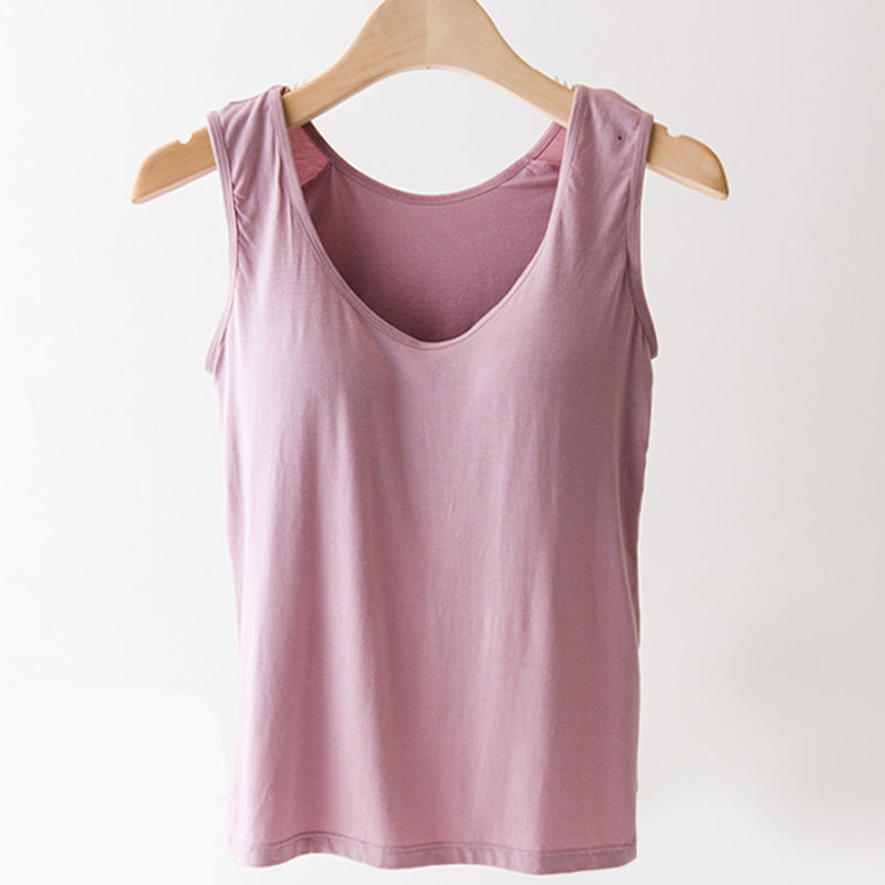 Solid Color Camisole Women's Chest Pad Sleeveless Inner Match Outer Wear