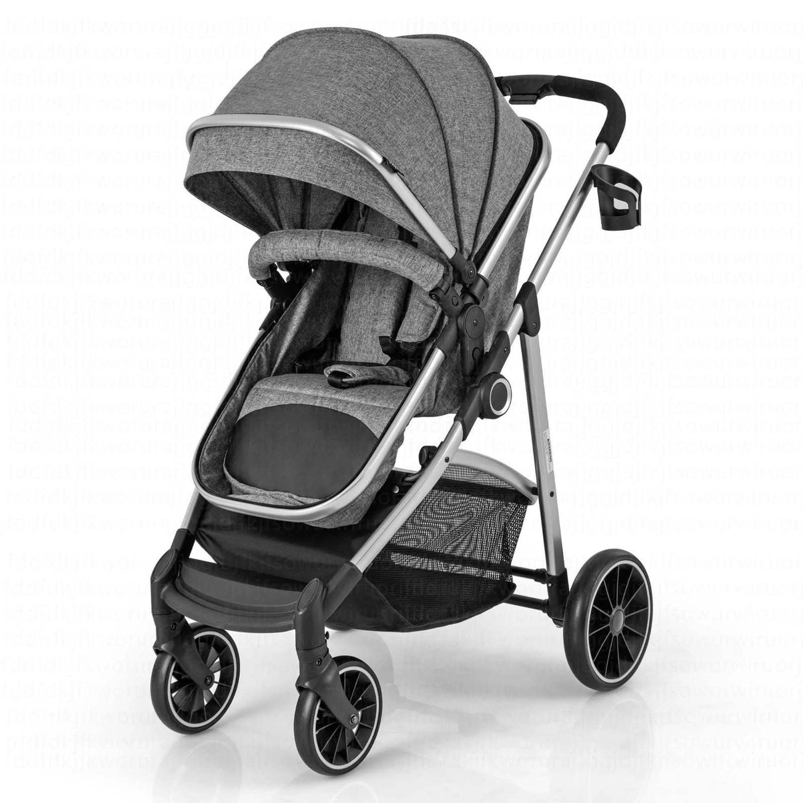 Babyjoy 2 in 1 Convertible Baby Stroller High Landscape Infant Stroller Grey