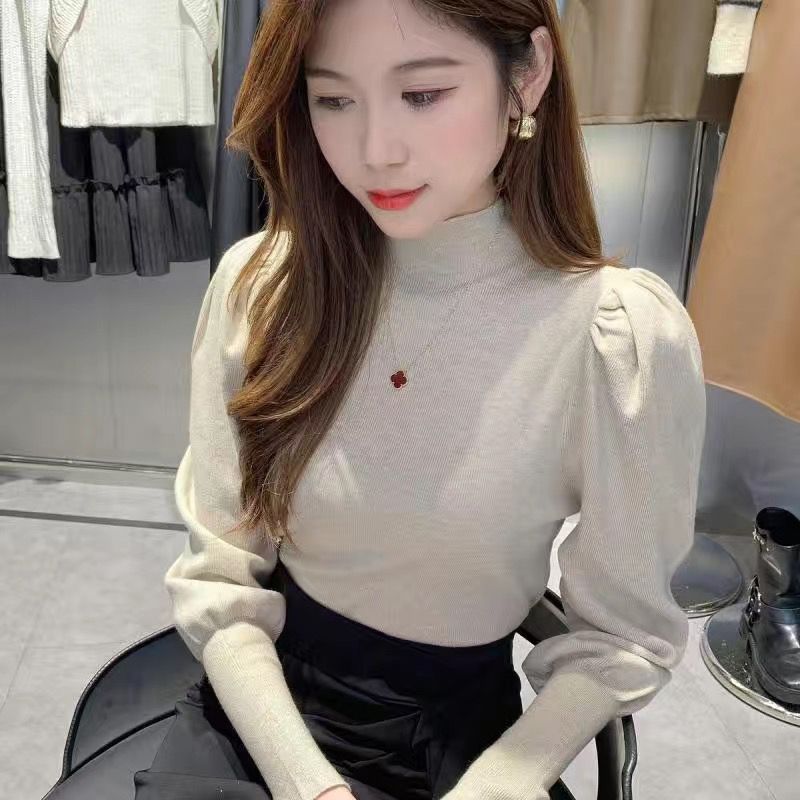 Top Retro Temperament Lantern Sleeve Sweater