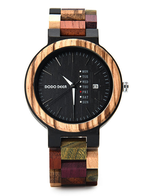 Load image into Gallery viewer, Wood Couple&#39;s European And American Style Calendar Watch
