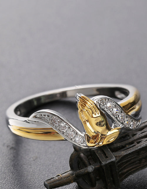 Load image into Gallery viewer, Creative Hands Prayer Color Separation Ring European And American Plated 18K
