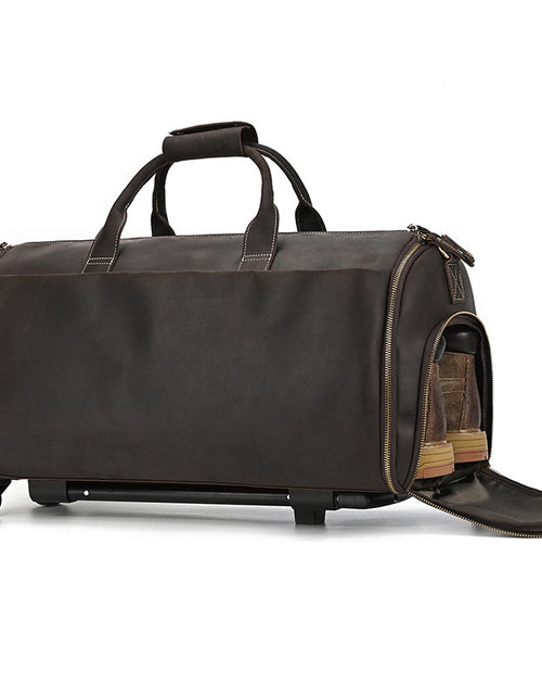 Load image into Gallery viewer, Crazy Horse Leather Trolley Bag 22-inch Leather Large Capacity
