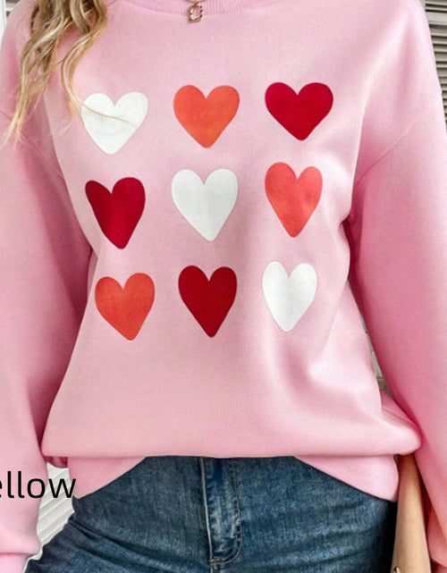 Load image into Gallery viewer, 3 Rows Of Heart-shaped Color Pattern Printed Sweater
