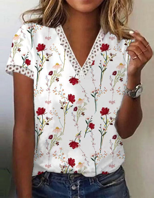 Load image into Gallery viewer, Women&#39;s Fashion V-neck Short Sleeve Top
