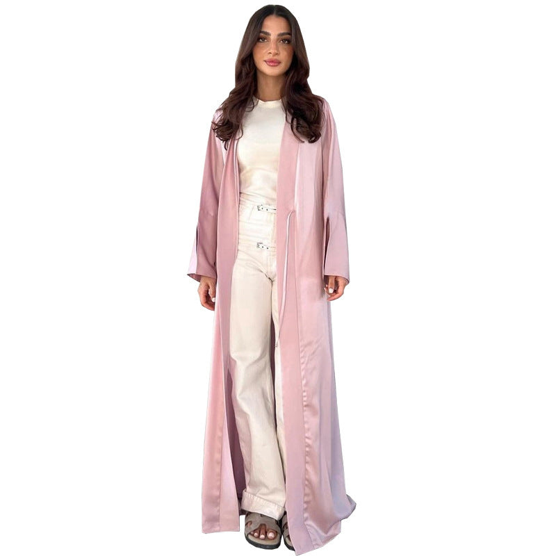 Middle East Muslim Robe Fashion Satin Soft Dress