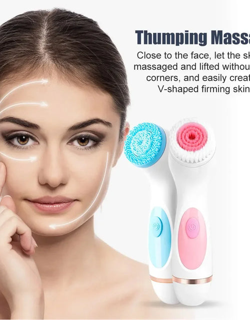 Load image into Gallery viewer, 3 in 1 Electric Cleansing Brush Ultrasonic Facial Cleaner Face Massagers Sonic Rotating Cleansing Brush Face Deep Cleansing Tool
