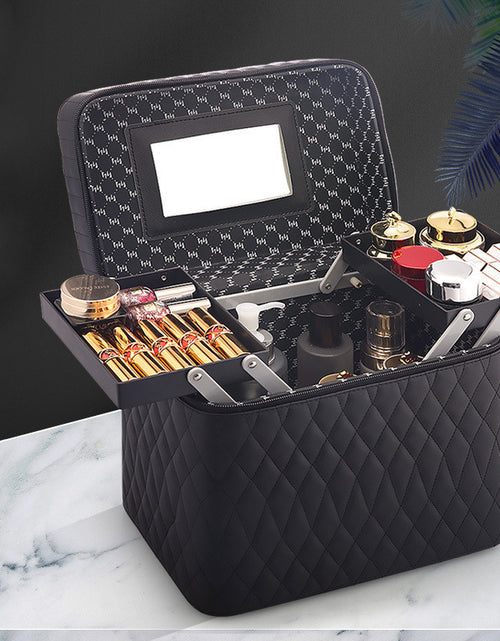 Load image into Gallery viewer, Large Capacity Korean Style Portable Cosmetics Storage Box Travel Wash Cosmetic Case
