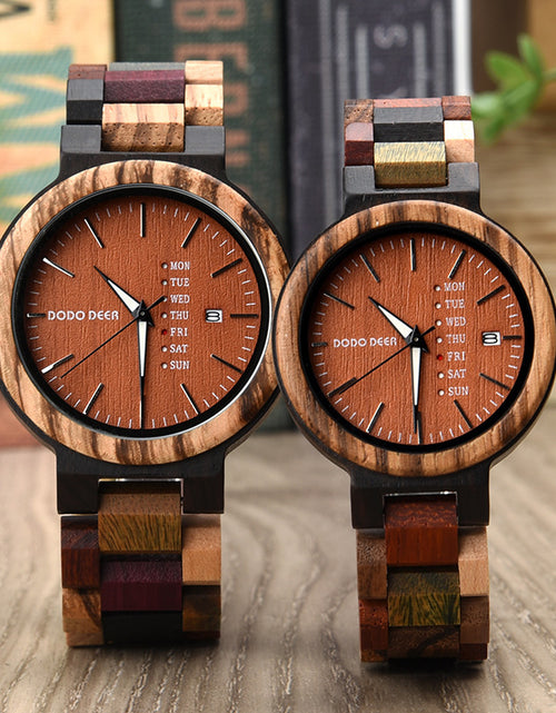 Load image into Gallery viewer, Wood Couple&#39;s European And American Style Calendar Watch
