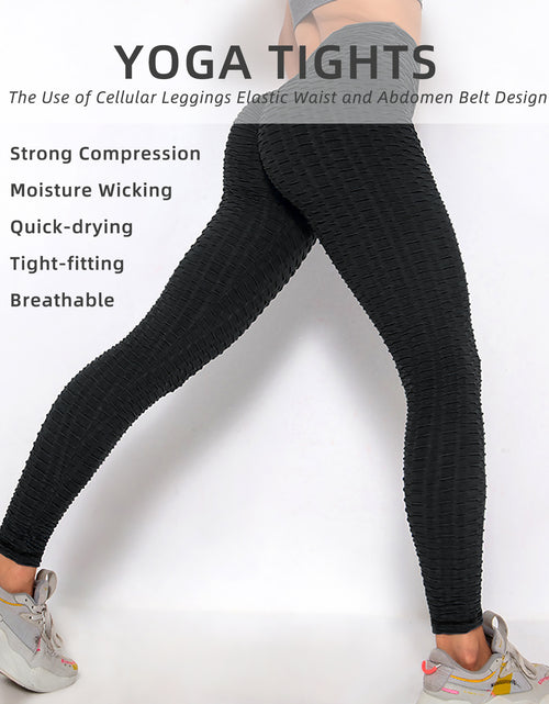 Load image into Gallery viewer, Women TIK Tok Leggings Bubble Textured Leggings Butt Lifting Yoga Pants Black Amazon Banned
