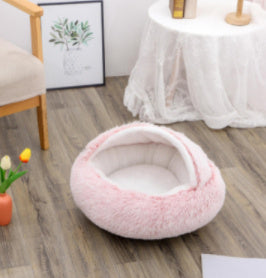 Load image into Gallery viewer, 2 In 1 Dog And Cat Bed Pet Winter Bed Round Plush Warm Bed House Soft Long Plush Pets Bed
