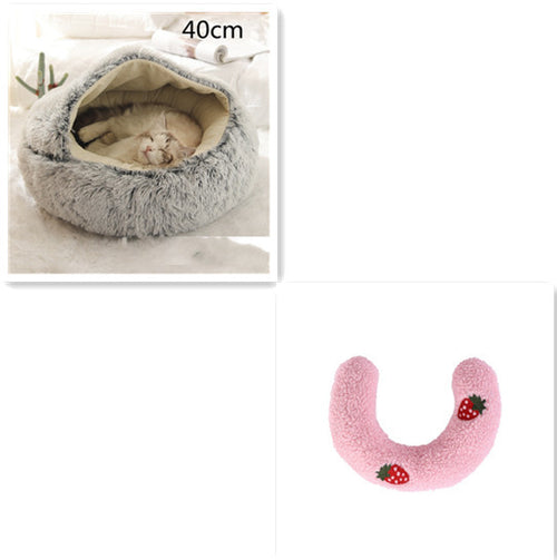 Load image into Gallery viewer, 2 In 1 Dog And Cat Bed Pet Winter Bed Round Plush Warm Bed House Soft Long Plush Pets Bed
