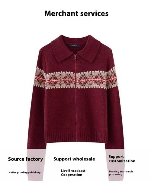 Load image into Gallery viewer, Knitted Sweater Coat Polo Collar
