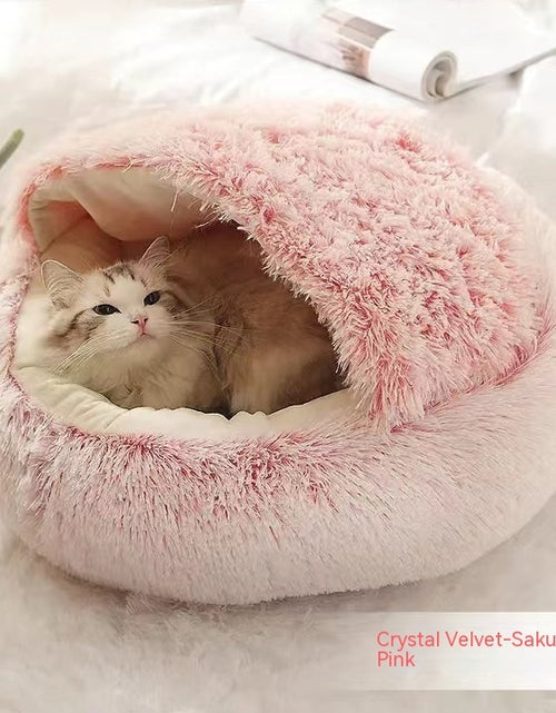 Load image into Gallery viewer, 2 In 1 Dog And Cat Bed Pet Winter Bed Round Plush Warm Bed House Soft Long Plush Pets Bed
