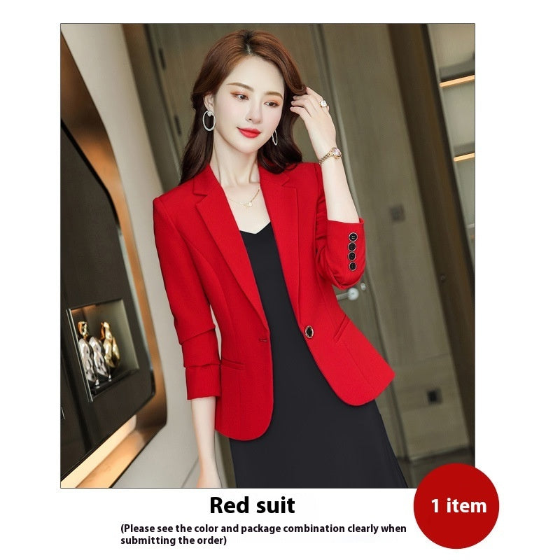 Korean Style Casual Slim Fit Waist-tight Spring And Autumn Black Small Business Suit