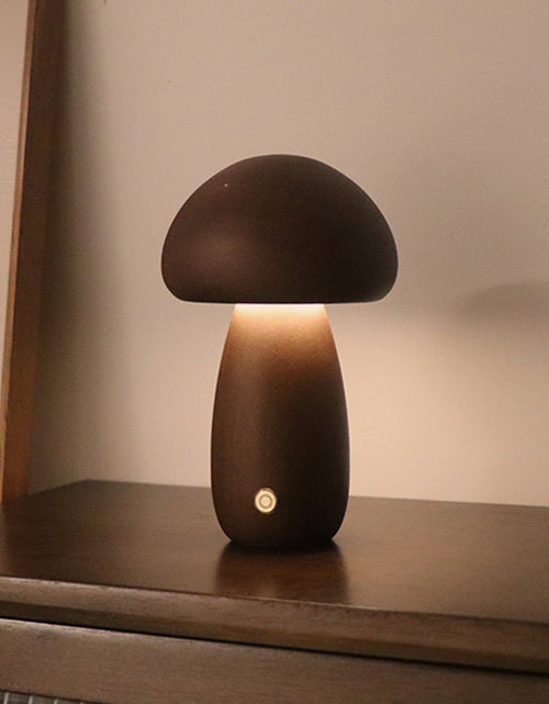 Load image into Gallery viewer, INS Wooden Cute Mushroom LED Night Light With Touch Switch  Bedside Table Lamp For Bedroom Childrens Room Sleeping Night Lamps Home Decor
