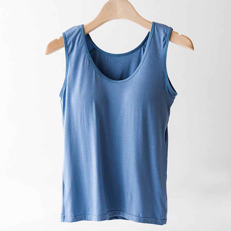 Solid Color Camisole Women's Chest Pad Sleeveless Inner Match Outer Wear